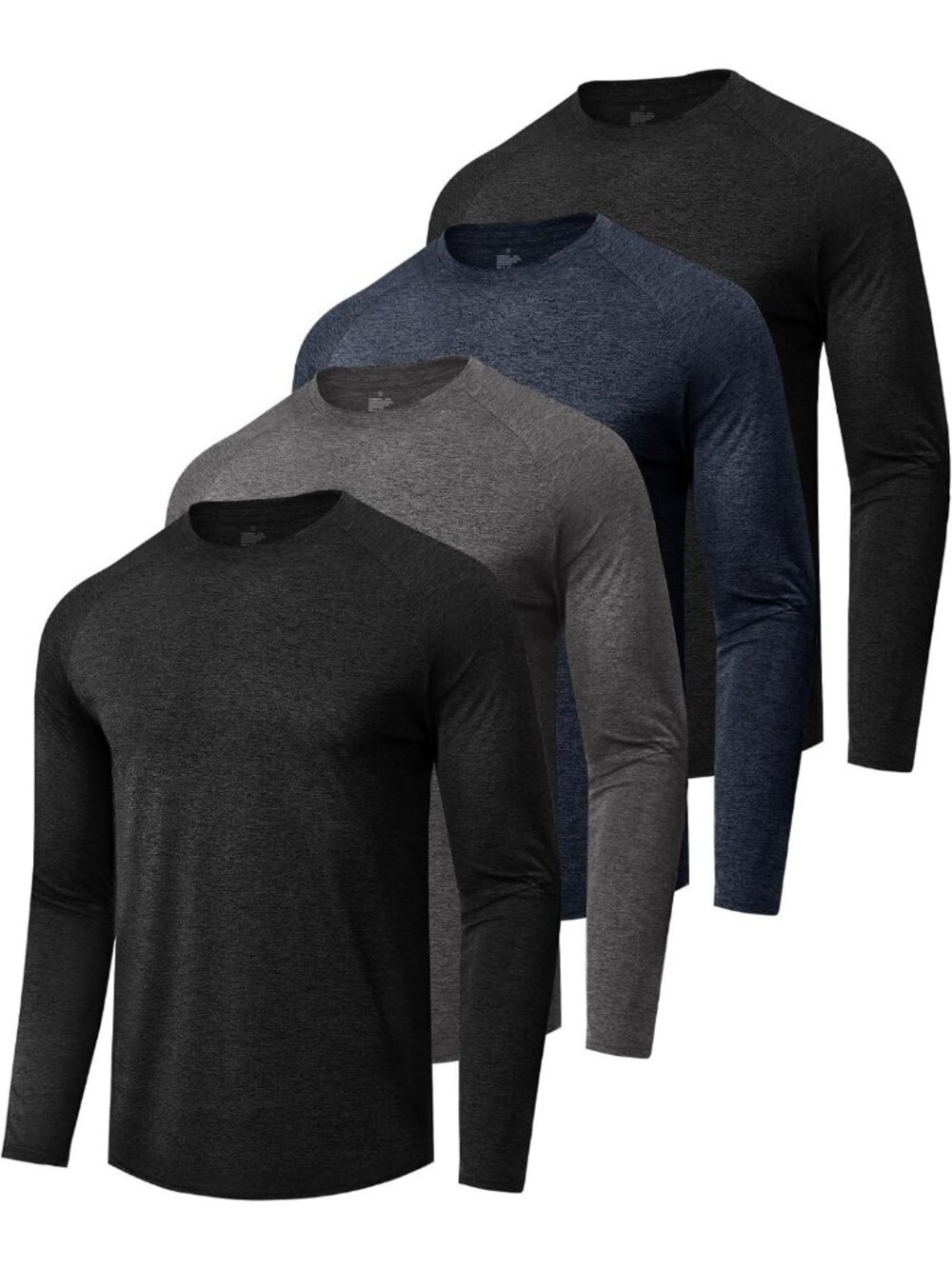 4 Pack Men's Long Sleeve Quick Dry Moisture-Wicking T-Shirts - Activewear
